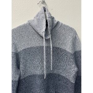 Express Womens Pullover Sweater L Large Blue Ombre Funnel Neck Drawstring